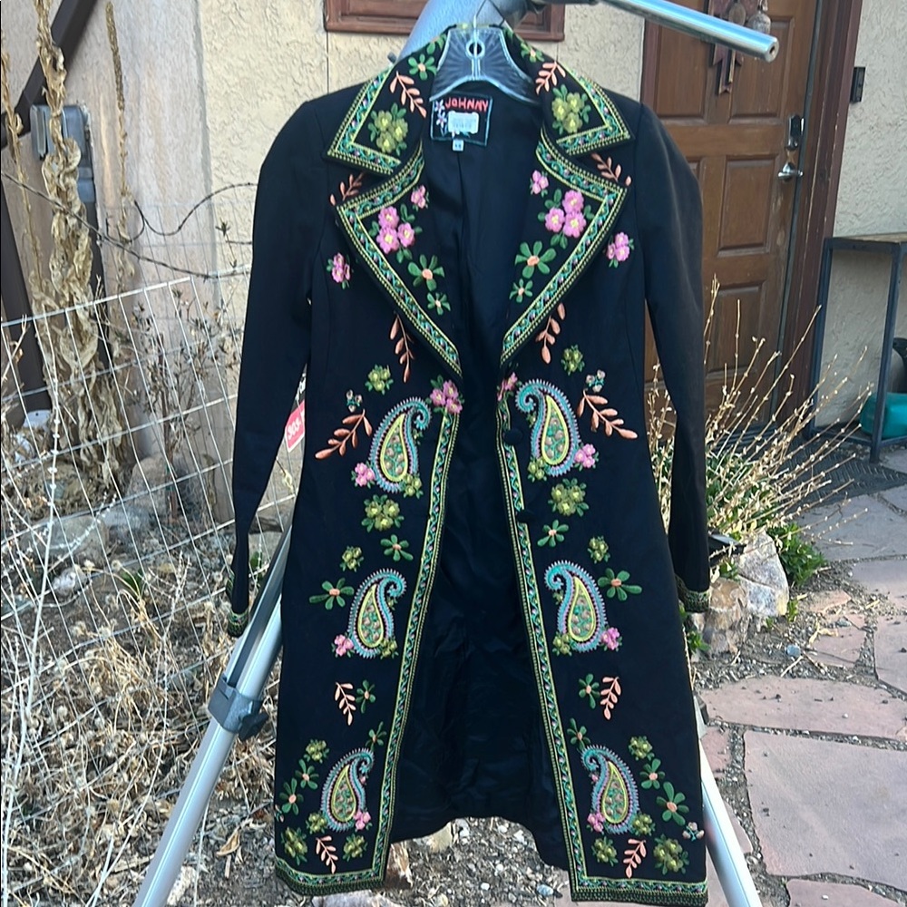 Johnny Was Black Embroidered Women's Coat NWOT